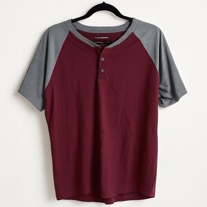 American Eagle Outfitters Maroon and Gray Raglan Tee